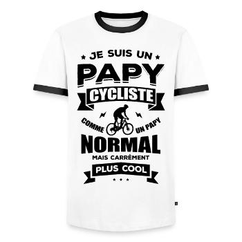 PAPY CYCLISTE - T-shirt contrasté Homme - blanc/noir - Devant - AI Model Female 172 light (172cm) & AI Model Male 178 dark (178cm)
