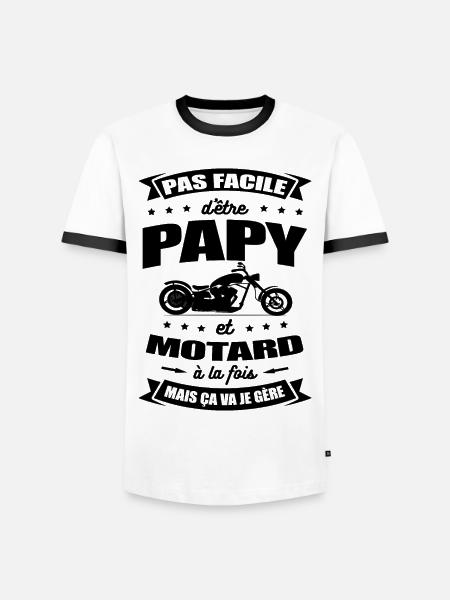 PAPY MOTARD - PAPI MOTARD - T-shirt contrasté Homme - blanc/noir