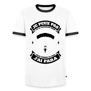 JE PEUX PAS J'AI PARACHUTE - T-shirt contrasté Homme - blanc/noir - Devant - AI Model Female 172 light (172cm) & AI Model Male 178 dark (178cm)