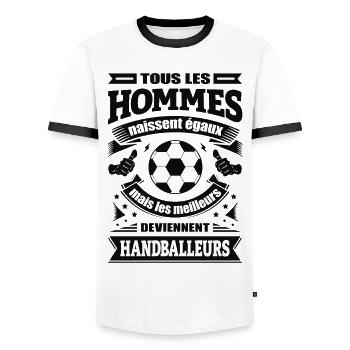 LES MEILLEURS HOMMES SONT HANDBALLEURS - T-shirt contrasté Homme - blanc/noir - Devant - AI Model Female 172 light (172cm) & AI Model Male 178 dark (178cm)