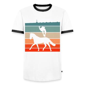 Acrobate Riding Rider Vaulter Acrobat - T-shirt contrasté Homme - blanc/noir - Devant - AI Model Female 172 light (172cm) & AI Model Male 178 dark (178cm)