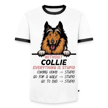Ohne Collie ist alles doof - Männer Kontrast-T-Shirt - Weiß/Schwarz - Vorne - AI Model Female 172 light (172cm) & AI Model Male 178 dark (178cm)
