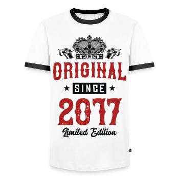Édition limitée 2017 - T-shirt contrasté Homme - blanc/noir - Devant - AI Model Female 172 light (172cm) & AI Model Male 178 dark (178cm)