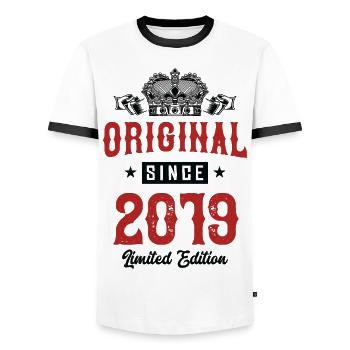 2019 limited edition - Männer Kontrast-T-Shirt - Weiß/Schwarz - Vorne - AI Model Female 172 light (172cm) & AI Model Male 178 dark (178cm)
