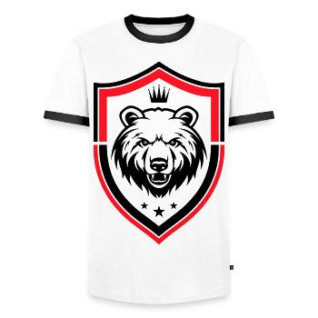 Icône des armoiries du grizzli - T-shirt contrasté Homme - blanc/noir - Devant - AI Model Female 172 light (172cm) & AI Model Male 178 dark (178cm)