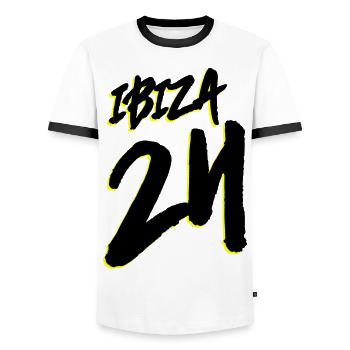Ibiza 24 - T-shirt contrasté Homme - blanc/noir - Devant - AI Model Female 172 light (172cm) & AI Model Male 178 dark (178cm)