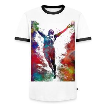 Vers la surface de l’eau #sport - T-shirt contrasté Homme - blanc/noir - Devant - AI Model Female 172 light (172cm) & AI Model Male 178 dark (178cm)