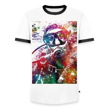 Scuba diver sport #diver - Men's Ringer Shirt - white/black - Front - AI Model Female 172 light (172cm) & AI Model Male 178 dark (178cm)