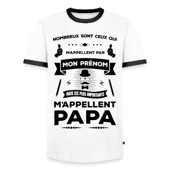 LES PLUS IMPORTANT M'APPELLENT PAPA - T-shirt contrasté Homme - blanc/noir - Devant - AI Model Female 172 light (172cm) & AI Model Male 178 dark (178cm)
