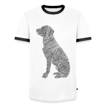 Lines art dog #dog - Men's Ringer Shirt - white/black - Front - AI Model Female 172 light (172cm) & AI Model Male 178 dark (178cm)