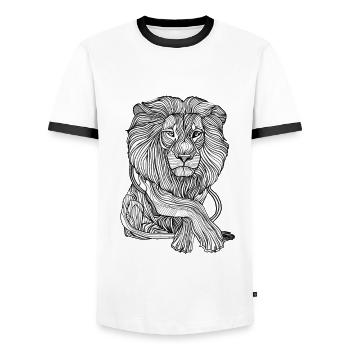 Lines art lion #lion - Men's Ringer Shirt - white/black - Front - AI Model Female 172 light (172cm) & AI Model Male 178 dark (178cm)