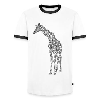 Giraffe art lines #giraffe - Men's Ringer Shirt - white/black - Front - AI Model Female 172 light (172cm) & AI Model Male 178 dark (178cm)
