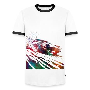 Cars racing #racing #sport - Men's Ringer Shirt - white/black - Front - AI Model Female 172 light (172cm) & AI Model Male 178 dark (178cm)