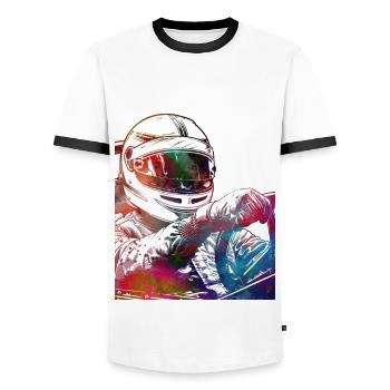 Cars racing #racing #sport - Men's Ringer Shirt - white/black - Front - AI Model Female 172 light (172cm) & AI Model Male 178 dark (178cm)