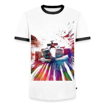 Cars racing #racing #sport - Men's Ringer Shirt - white/black - Front - AI Model Female 172 light (172cm) & AI Model Male 178 dark (178cm)