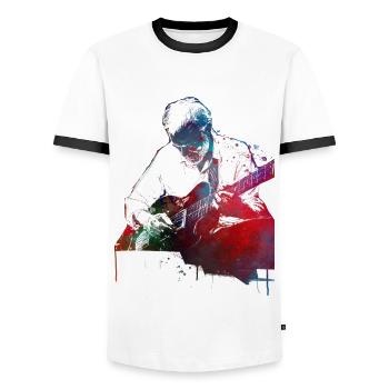 Art musical de guitariste - T-shirt contrasté Homme - blanc/noir - Devant - AI Model Female 172 light (172cm) & AI Model Male 178 dark (178cm)