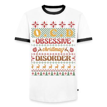 Weihnachten Santa Claus Merry Christmas - Men's Ringer Shirt - white/black - Front - AI Model Female 172 light (172cm) & AI Model Male 178 dark (178cm)
