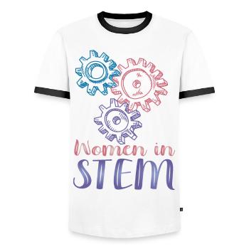 Women In Stem - Engineering - Men's Ringer Shirt - white/black - Front - AI Model Female 172 light (172cm) & AI Model Male 178 dark (178cm)