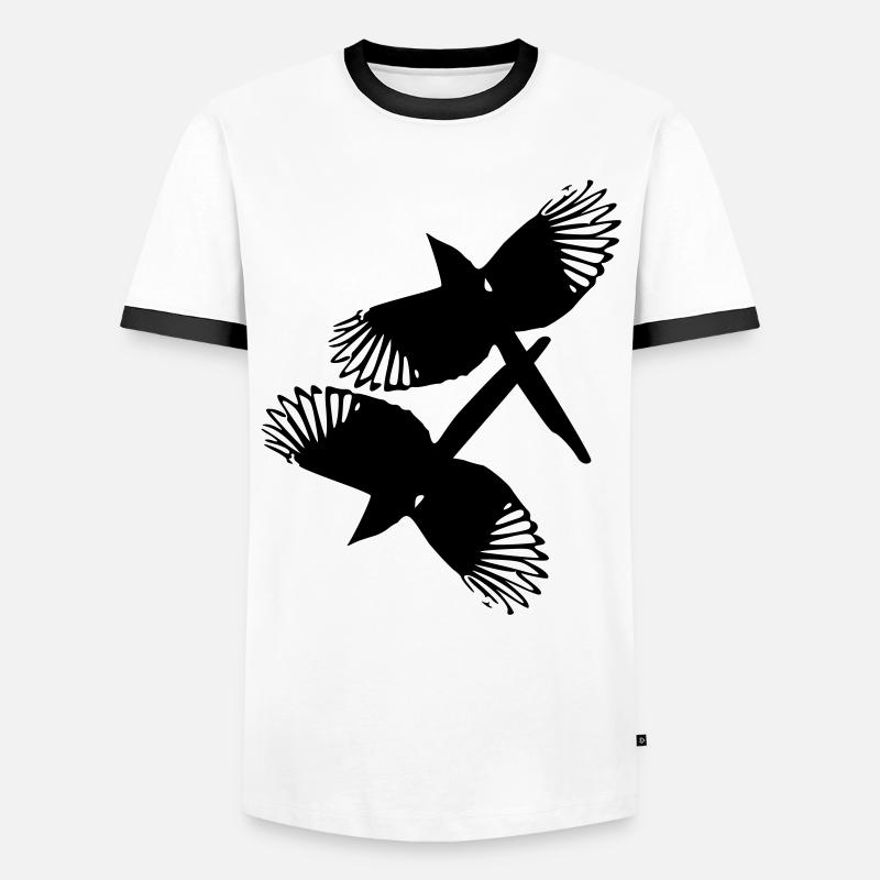 Magpie birds - Men's Ringer Shirt - white/black