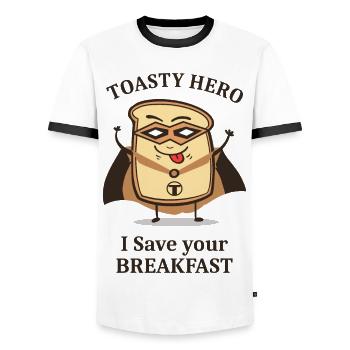 Frühstücks Held Toastbrot - Männer Kontrast-T-Shirt - Weiß/Schwarz - Vorne - AI Model Female 172 light (172cm) & AI Model Male 178 dark (178cm)