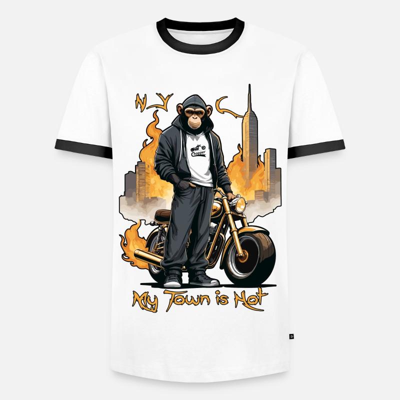 Biker Monkey - Men's Ringer Shirt - white/black