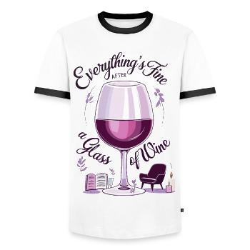 Amateurs de vin - T-shirt contrasté Homme - blanc/noir - Devant - AI Model Female 172 light (172cm) & AI Model Male 178 dark (178cm)