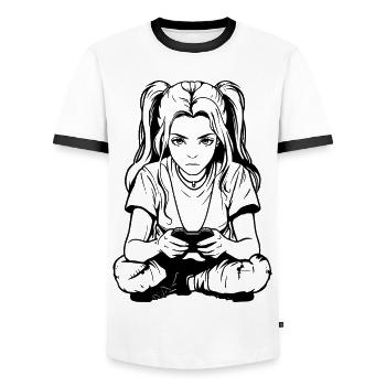 Filles gamers - T-shirt contrasté Homme - blanc/noir - Devant - AI Model Female 172 light (172cm) & AI Model Male 178 dark (178cm)