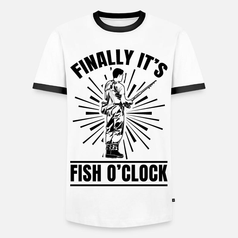 Finally It's Fish O'Clock - Männer Kontrast-T-Shirt - Weiß/Schwarz