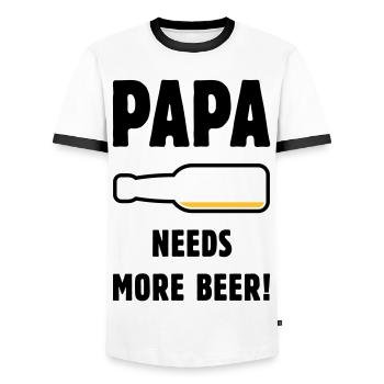 Papa Needs More Beer! (Vater Papi Bier / POS 2C) - Männer Kontrast-T-Shirt - Weiß/Schwarz - Vorne - AI Model Female 172 light (172cm) & AI Model Male 178 dark (178cm)