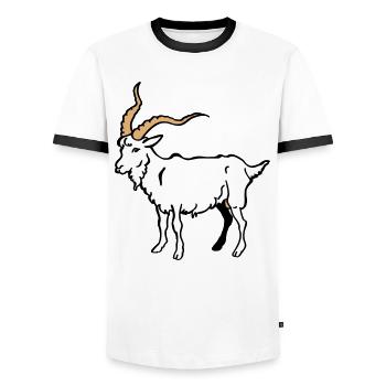 Billy-chèvre - T-shirt contrasté Homme - blanc/noir - Devant - AI Model Female 172 light (172cm) & AI Model Male 178 dark (178cm)