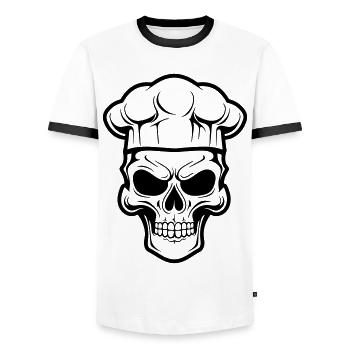 Chef Squelette - T-shirt contrasté Homme - blanc/noir - Devant - AI Model Female 172 light (172cm) & AI Model Male 178 dark (178cm)