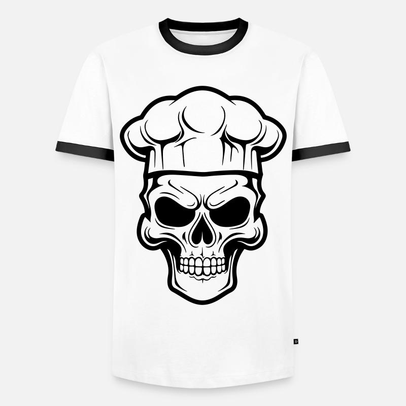 Chef Skeleton - Men's Ringer Shirt - white/black