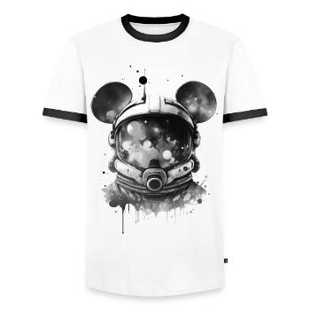 Astronaut Mouse, Helmet, Spacesuit, Space, Space - Men's Ringer Shirt - white/black - Front - AI Model Female 172 light (172cm) & AI Model Male 178 dark (178cm)