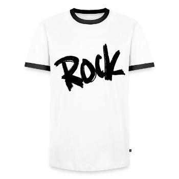 rock - Men's Ringer Shirt - white/black - Front - AI Model Female 172 light (172cm) & AI Model Male 178 dark (178cm)