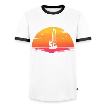 sunrise windsurf windsurfing - Men's Ringer Shirt - white/black - Front - AI Model Female 172 light (172cm) & AI Model Male 178 dark (178cm)