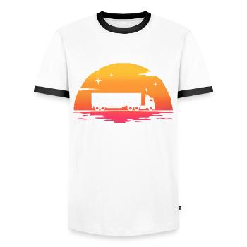 sunrise camion routier cadeau chauffeur - T-shirt contrasté Homme - blanc/noir - Devant - AI Model Female 172 light (172cm) & AI Model Male 178 dark (178cm)