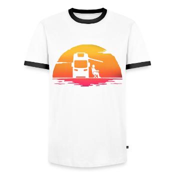 Sunrise Camper Camping Wohnmobil - Männer Kontrast-T-Shirt - Weiß/Schwarz - Vorne - AI Model Female 172 light (172cm) & AI Model Male 178 dark (178cm)