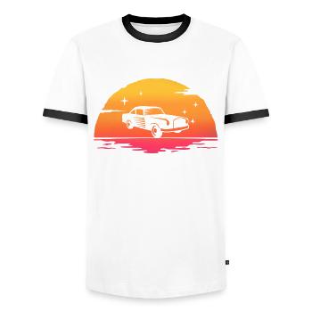 sunrise voiture classique retro voiture ancienne - T-shirt contrasté Homme - blanc/noir - Devant - AI Model Female 172 light (172cm) & AI Model Male 178 dark (178cm)