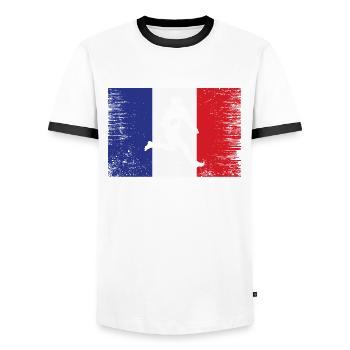 Drapeau équipe france joueur de rugby - T-shirt contrasté Homme - blanc/noir - Devant - AI Model Female 172 light (172cm) & AI Model Male 178 dark (178cm)