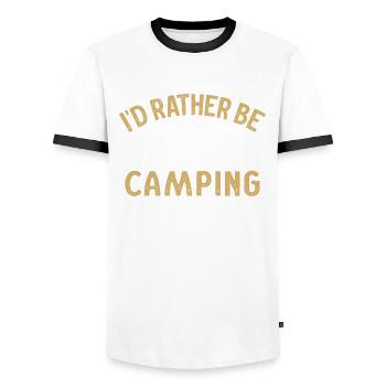i'd rather be camping funny camping t-shirt - Men's Ringer Shirt - white/black - Front - AI Model Female 172 light (172cm) & AI Model Male 178 dark (178cm)
