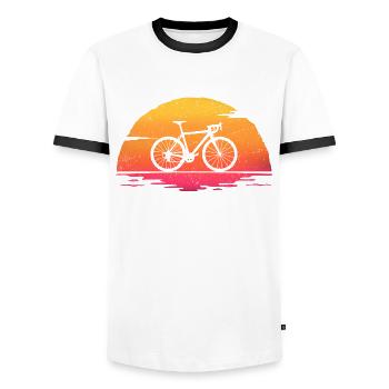 Cycling Cycling T-shirt - Men's Ringer Shirt - white/black - Front - AI Model Female 172 light (172cm) & AI Model Male 178 dark (178cm)