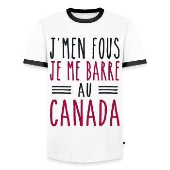 J'men fous je me barre au canada - T-shirt contrasté Homme - blanc/noir - Devant - AI Model Female 172 light (172cm) & AI Model Male 178 dark (178cm)