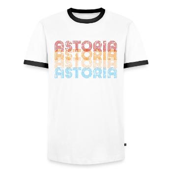Astoria Queens Distressed Retro Queens Vintage - Männer Kontrast-T-Shirt - Weiß/Schwarz - Vorne - AI Model Female 172 light (172cm) & AI Model Male 178 dark (178cm)