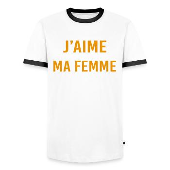 j'aime quand ma femme me laisse aller pêcher - T-shirt contrasté Homme - blanc/noir - Devant - AI Model Female 172 light (172cm) & AI Model Male 178 dark (178cm)