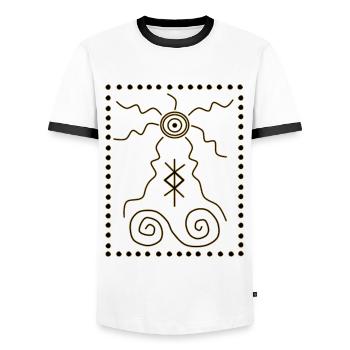 Symbole Schamane - Männer Kontrast-T-Shirt - Weiß/Schwarz - Vorne - AI Model Female 172 light (172cm) & AI Model Male 178 dark (178cm)