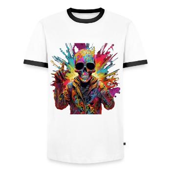 Cooler Skull Totenkopf für deinen coolen Look - Männer Kontrast-T-Shirt - Weiß/Schwarz - Vorne - AI Model Female 172 light (172cm) & AI Model Male 178 dark (178cm)