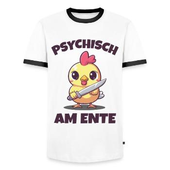 Psychisch am Ente - Männer Kontrast-T-Shirt - Weiß/Schwarz - Vorne - AI Model Female 172 light (172cm) & AI Model Male 178 dark (178cm)