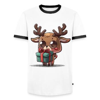 Rentier-Geschenk - Männer Kontrast-T-Shirt - Weiß/Schwarz - Vorne - AI Model Female 172 light (172cm) & AI Model Male 178 dark (178cm)