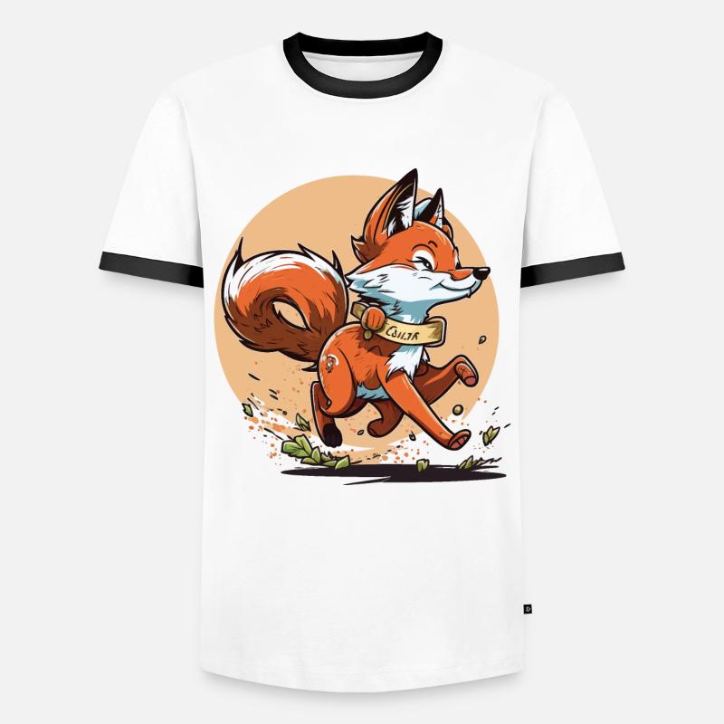Fuchs-Läufer - Männer Kontrast-T-Shirt - Weiß/Schwarz