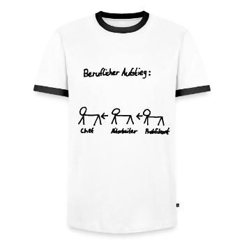 Beruflicher Aufstieg, Lustiger Comic, Geschenk Job - Männer Kontrast-T-Shirt - Weiß/Schwarz - Vorne - AI Model Female 172 light (172cm) & AI Model Male 178 dark (178cm)